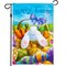 G128 - Happy Easter Carrots Colorful Eggs with Bunny in Basket Garden Flag | 12x18 Inch | Printed 150D Polyester - Rustic Holiday Seasonal Outdoor Flag